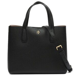 Tory Burch Black Pebbled Leather Small 2 way Tote Bag